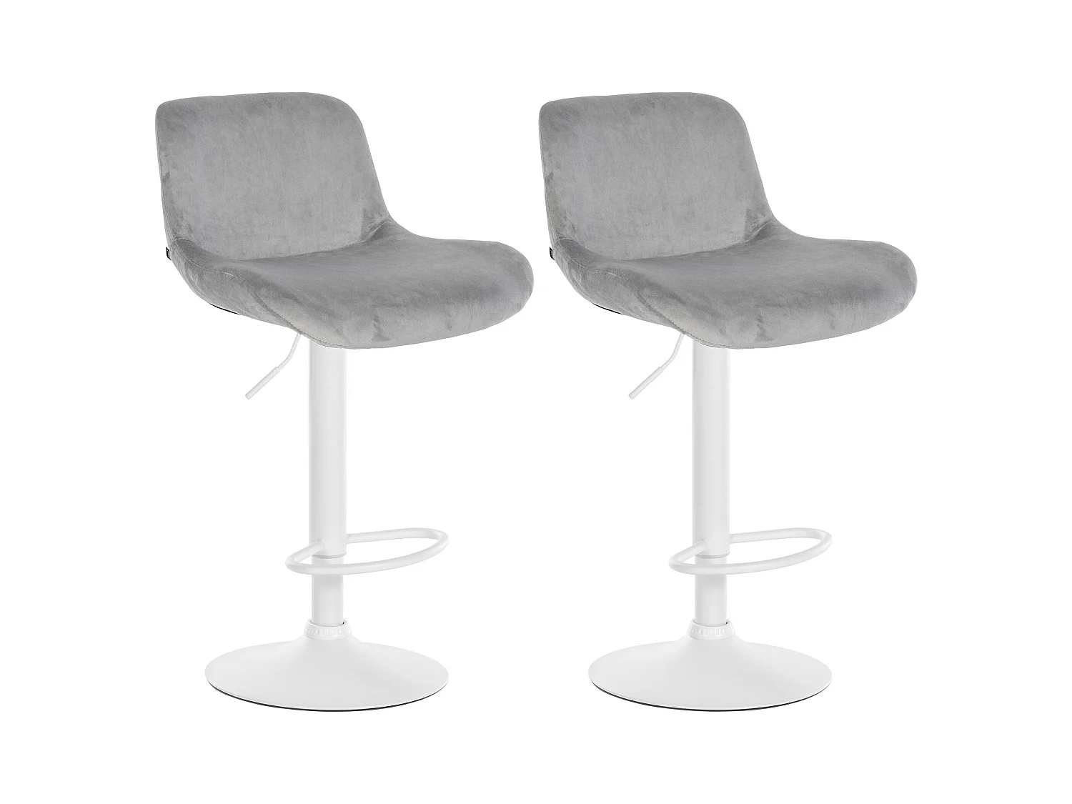 Lot de 2  Tabouret de bar - Velours - Gris - Solon