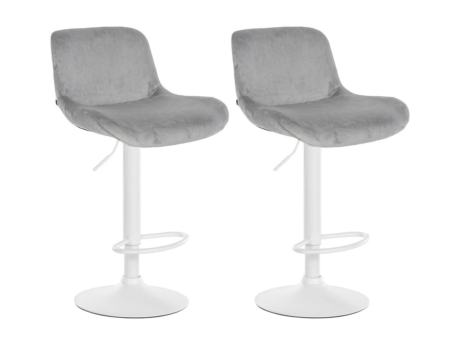 Lot de 2  Tabouret de bar - Velours - Gris - Solon