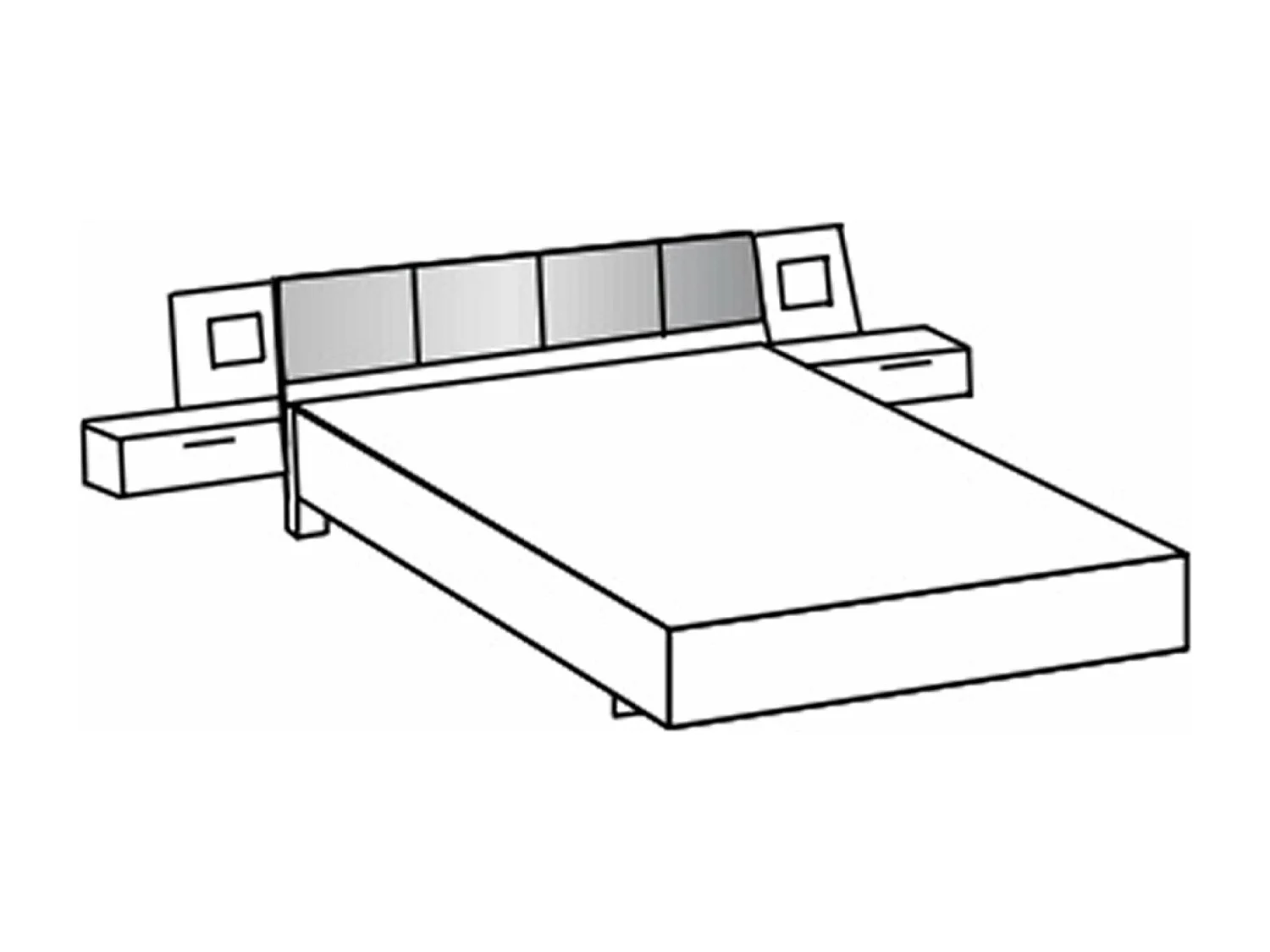 Lit adulte 160x200 avec 2 tables de chevet coloris imitation chêne poutre/graphite