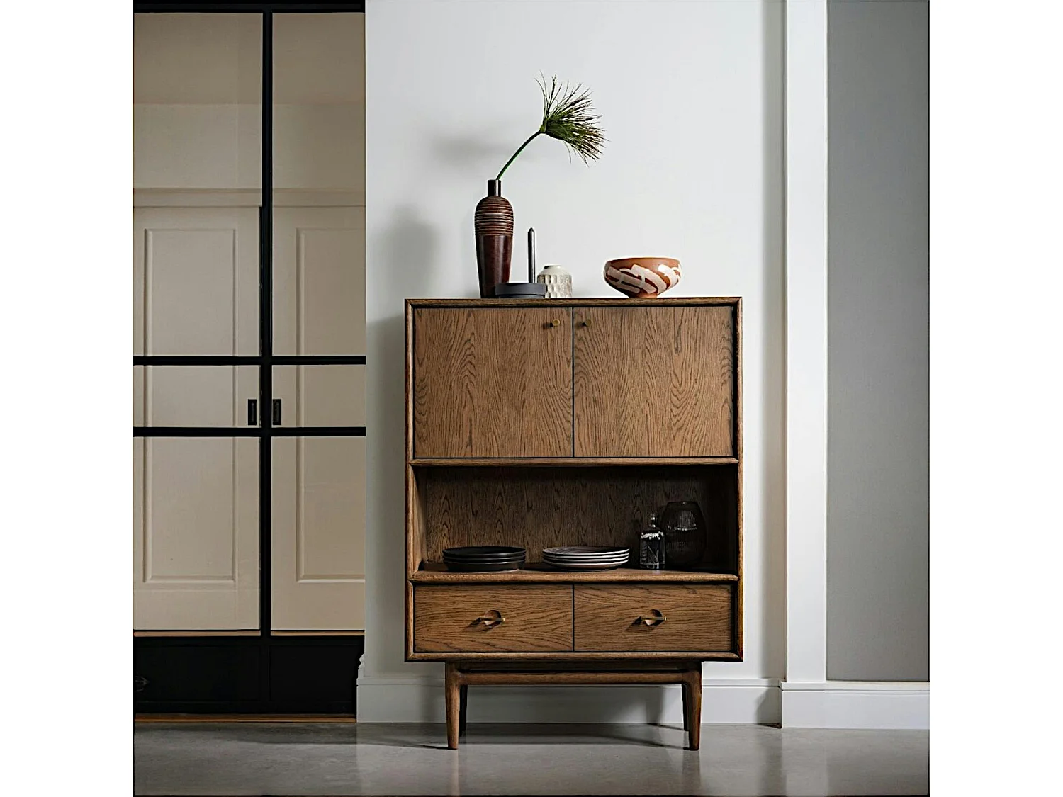 Petit buffet vintage en bois de chêne BRADFORD