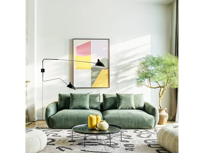 Habitat - Canapé 3 places en tissu garni de plumes - Vert kaki - Nizida