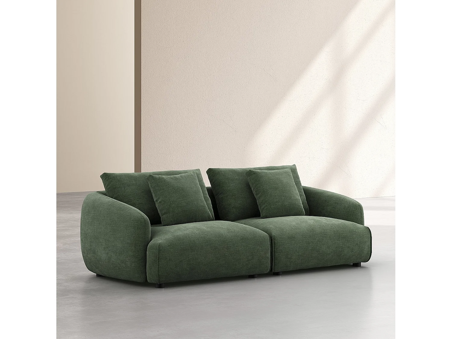 Habitat - Canapé 3 places en tissu garni de plumes - Vert kaki - Nizida