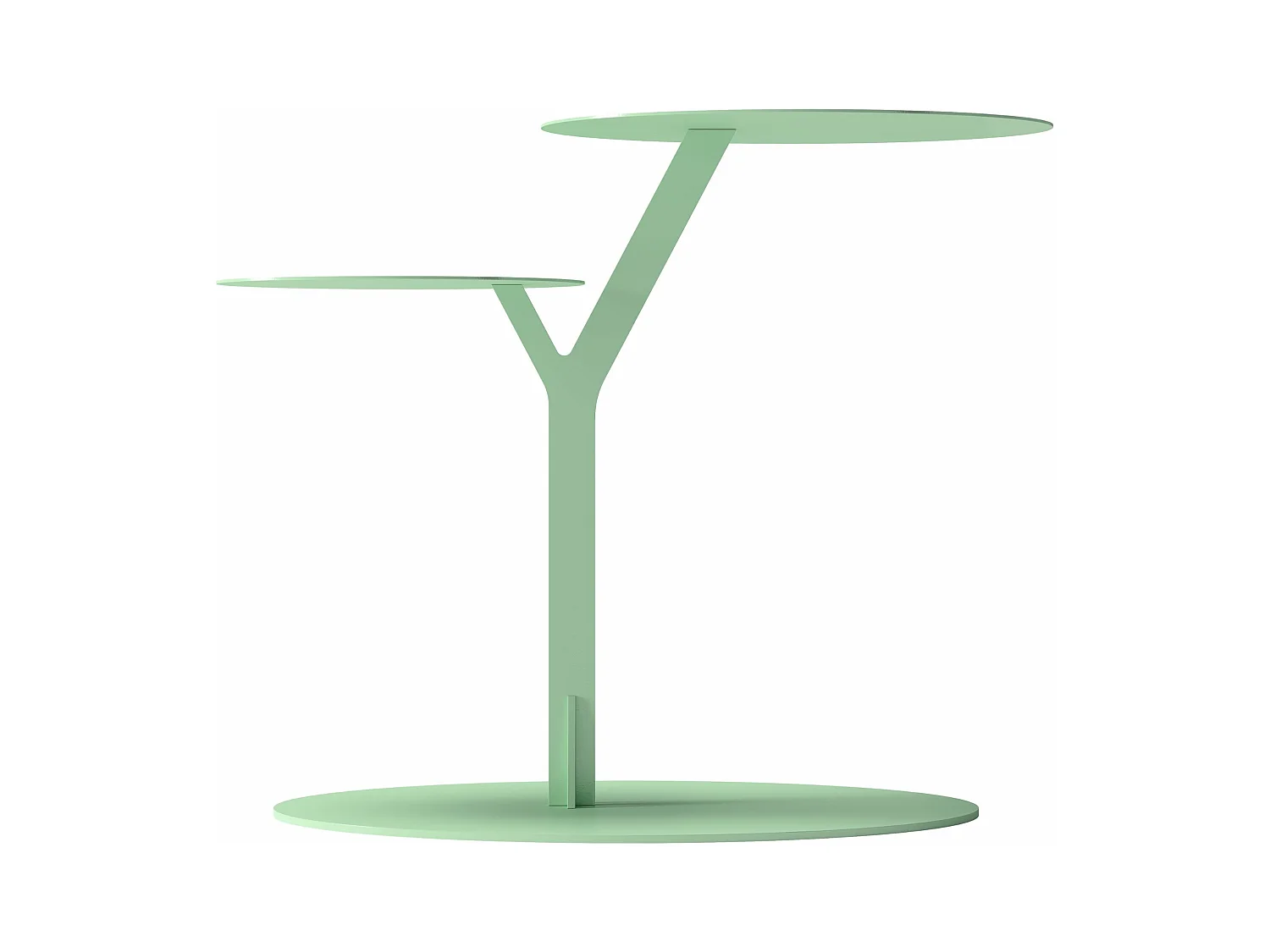 Stolik metalowy Kayani Iroko dwa blaty, kolor pudrowa zieleń