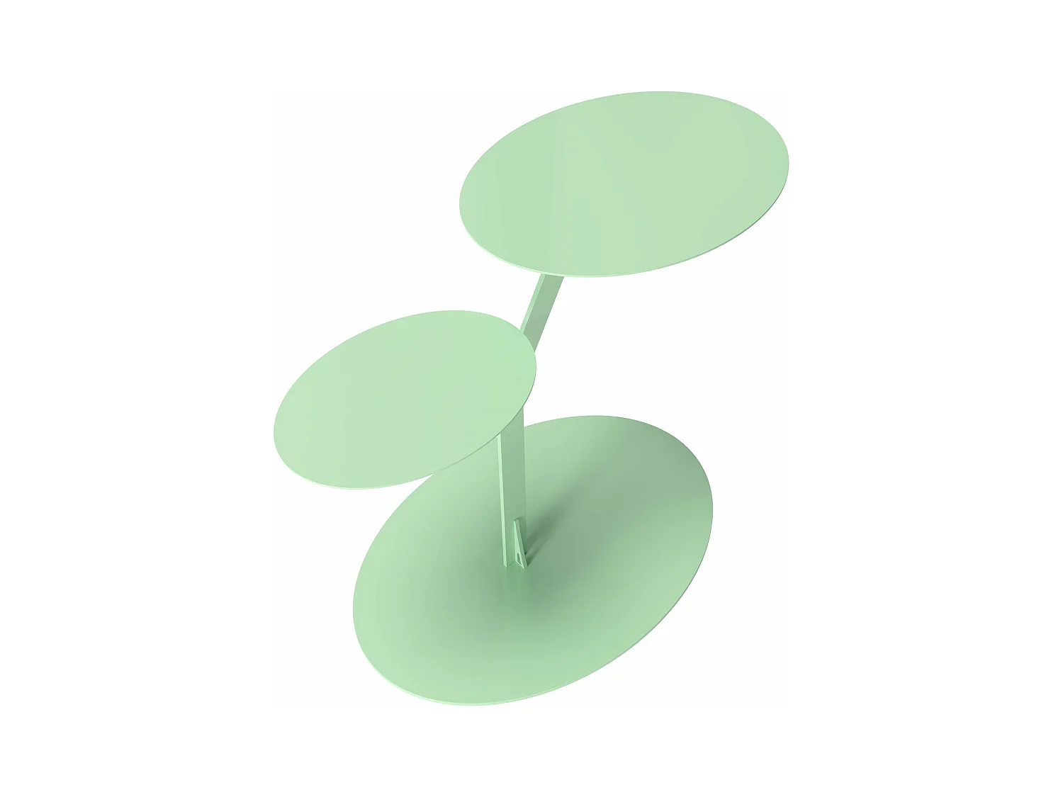 Stolik metalowy Kayani Iroko dwa blaty, kolor pudrowa zieleń