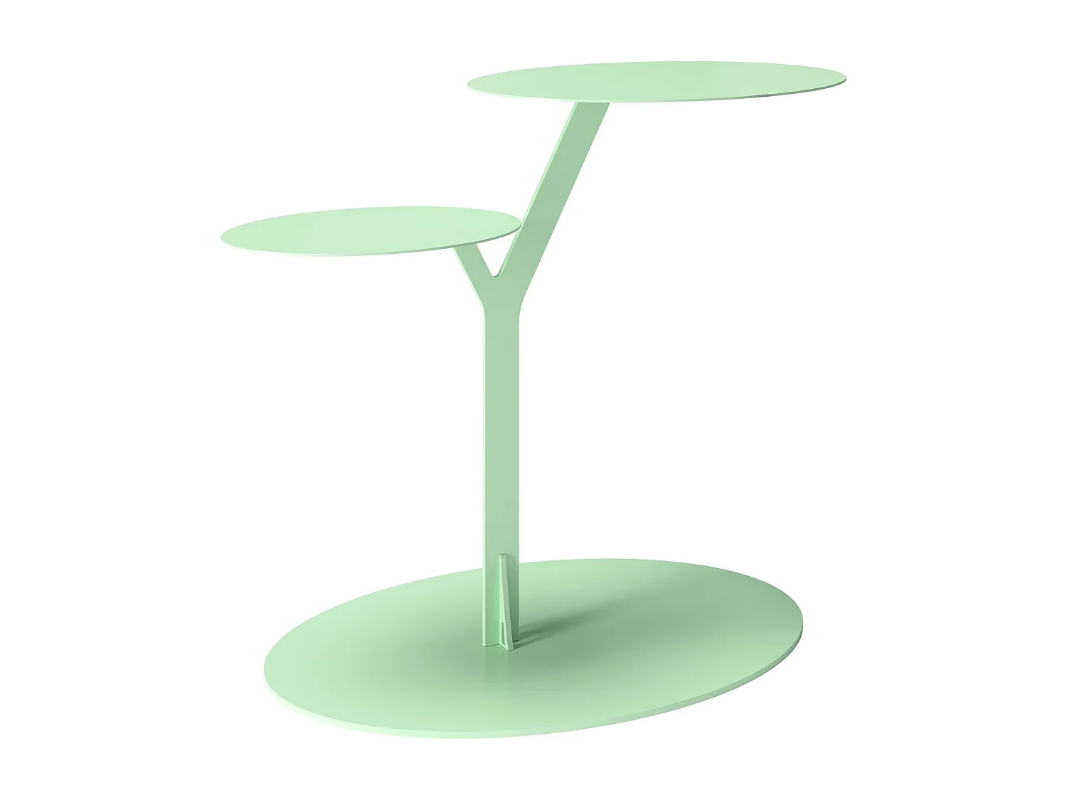 Beistelltisch Iroko mit 2 ablagen, metall, pastellgrün