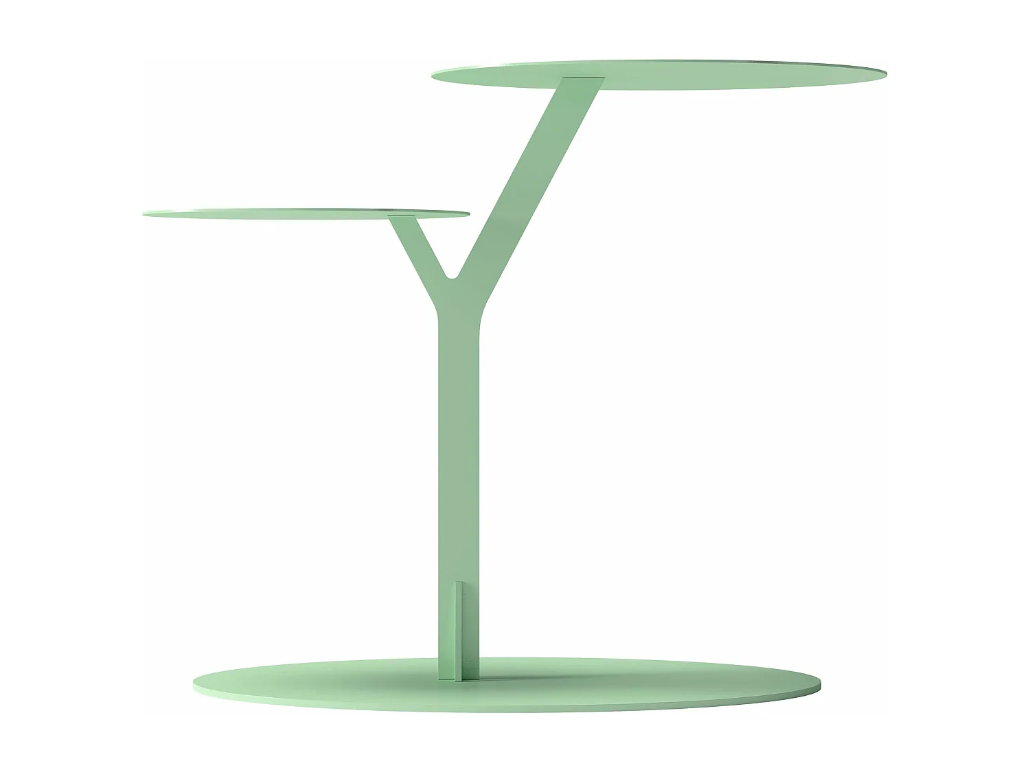 Beistelltisch Iroko mit 2 ablagen, metall, pastellgrün