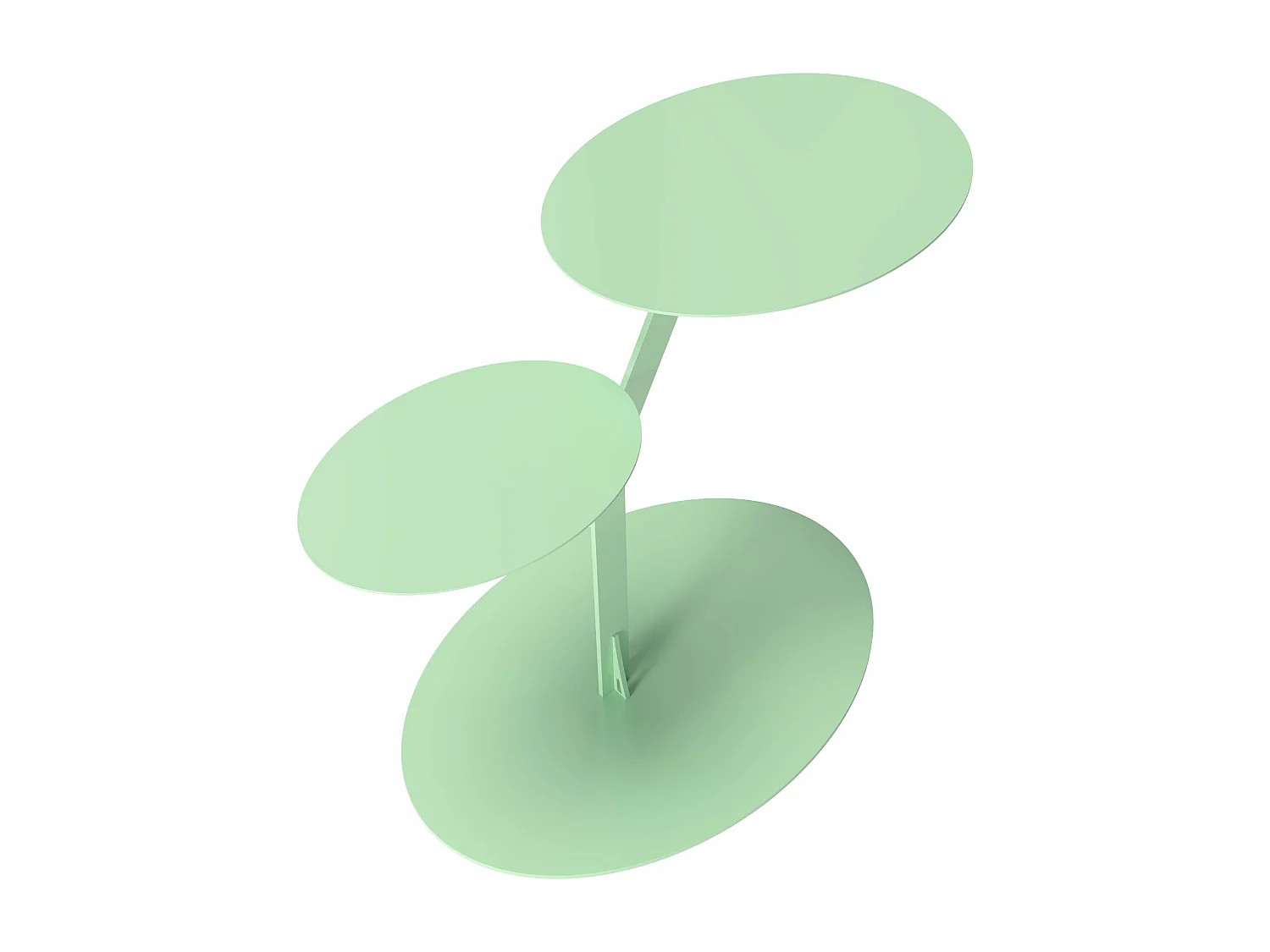 Beistelltisch Iroko mit 2 ablagen, metall, pastellgrün