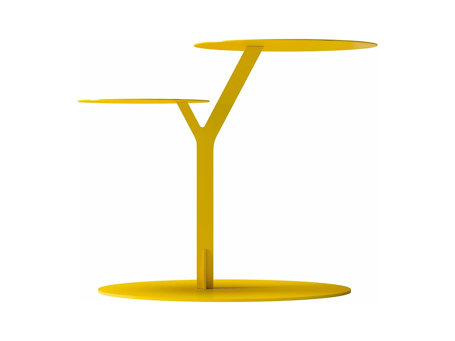 Stolik metalowy Kayani Iroko dwa blaty, kolor żółty