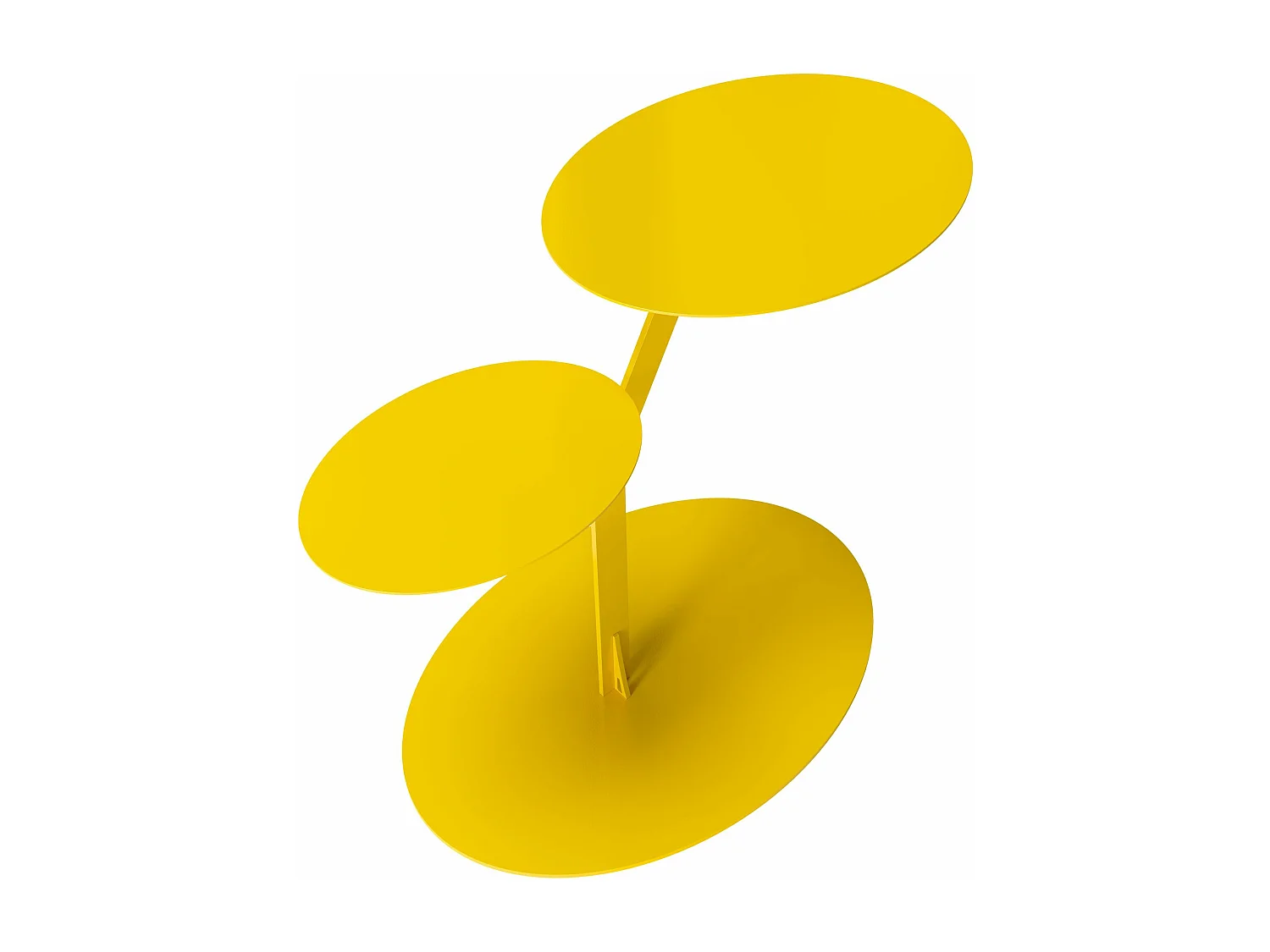 Beistelltisch Iroko mit 2 ablagen, metall, gelb