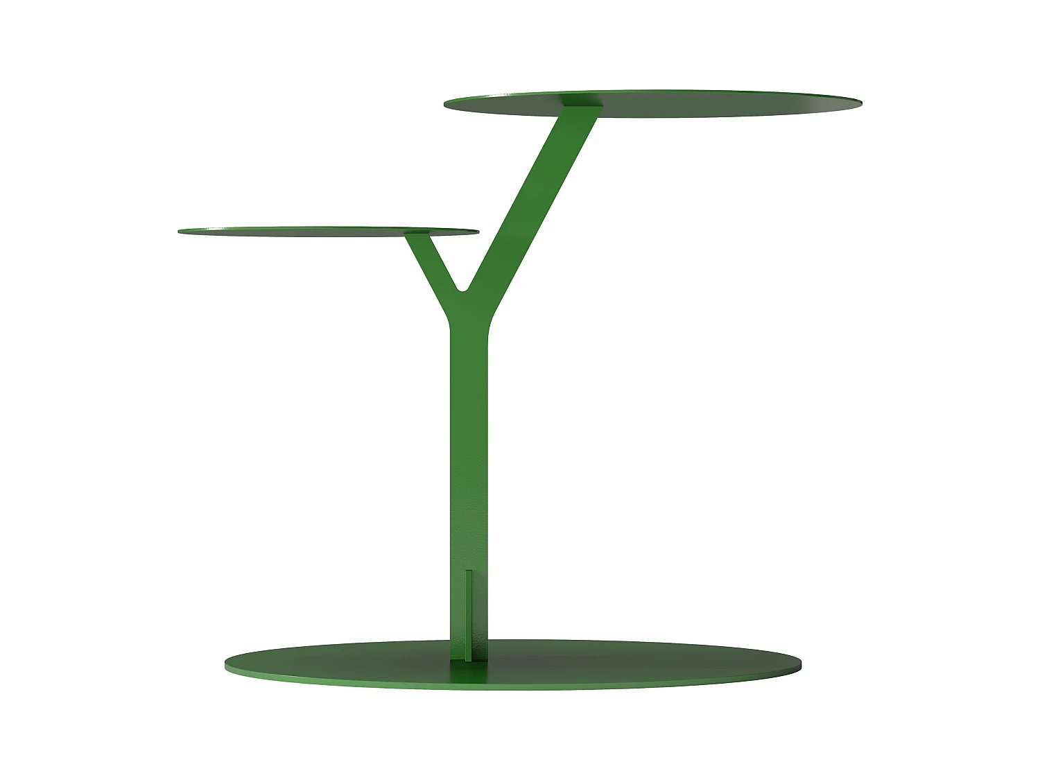 Stolik metalowy Kayani Iroko dwa blaty, kolor groszkowa zieleń