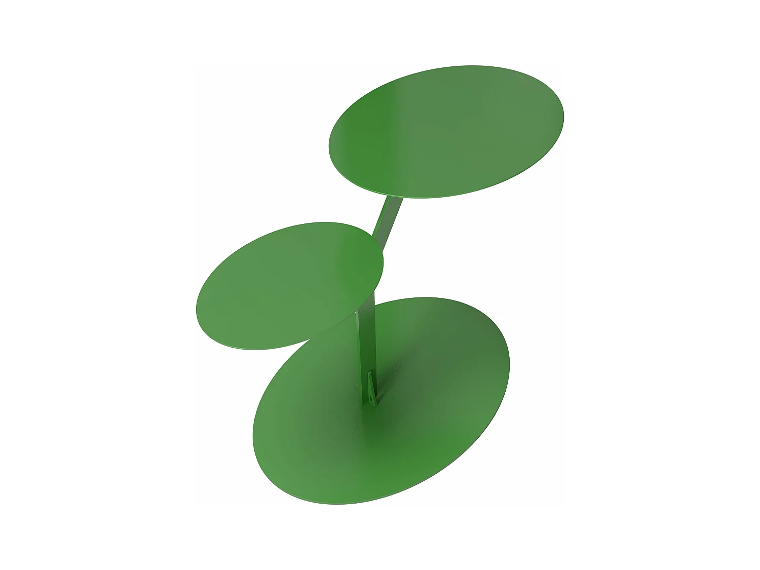 Stolik metalowy Kayani Iroko dwa blaty, kolor groszkowa zieleń