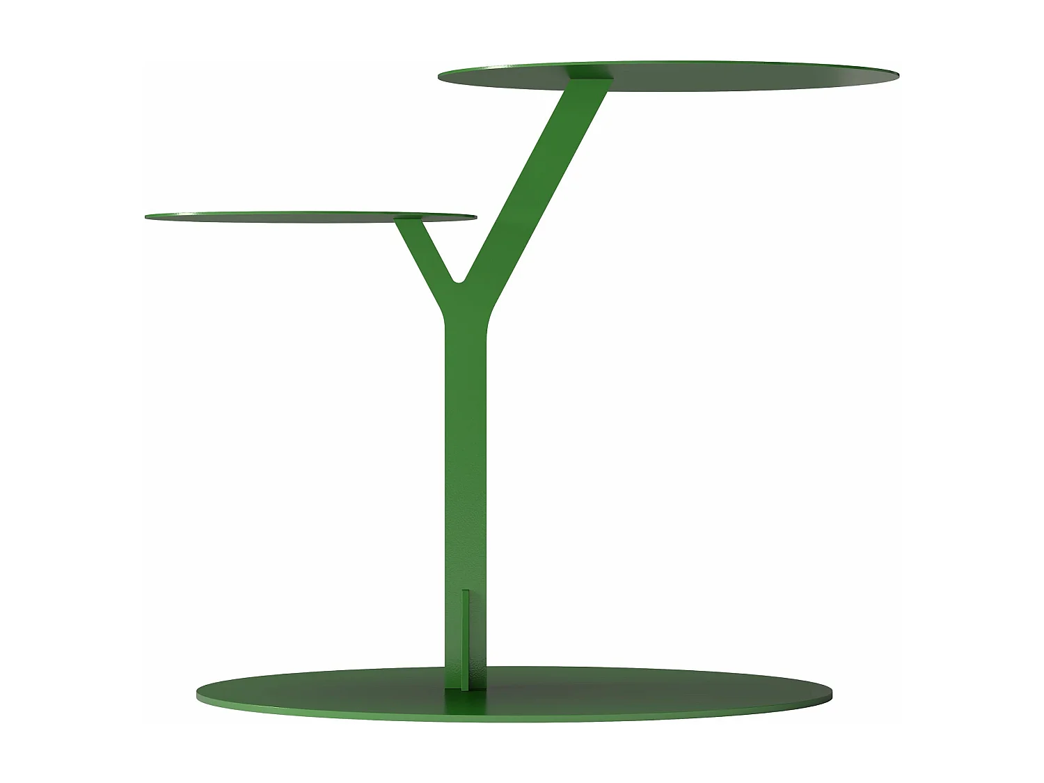 Beistelltisch Iroko mit 2 ablagen, metall, grün