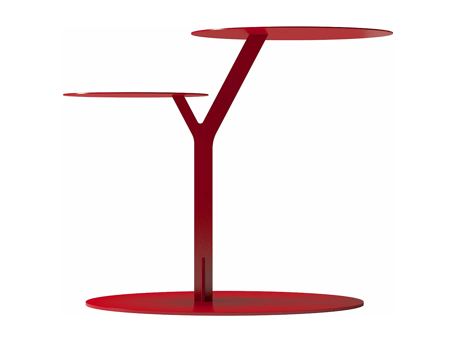 Stolik metalowy Kayani Iroko dwa blaty, kolor bordowy