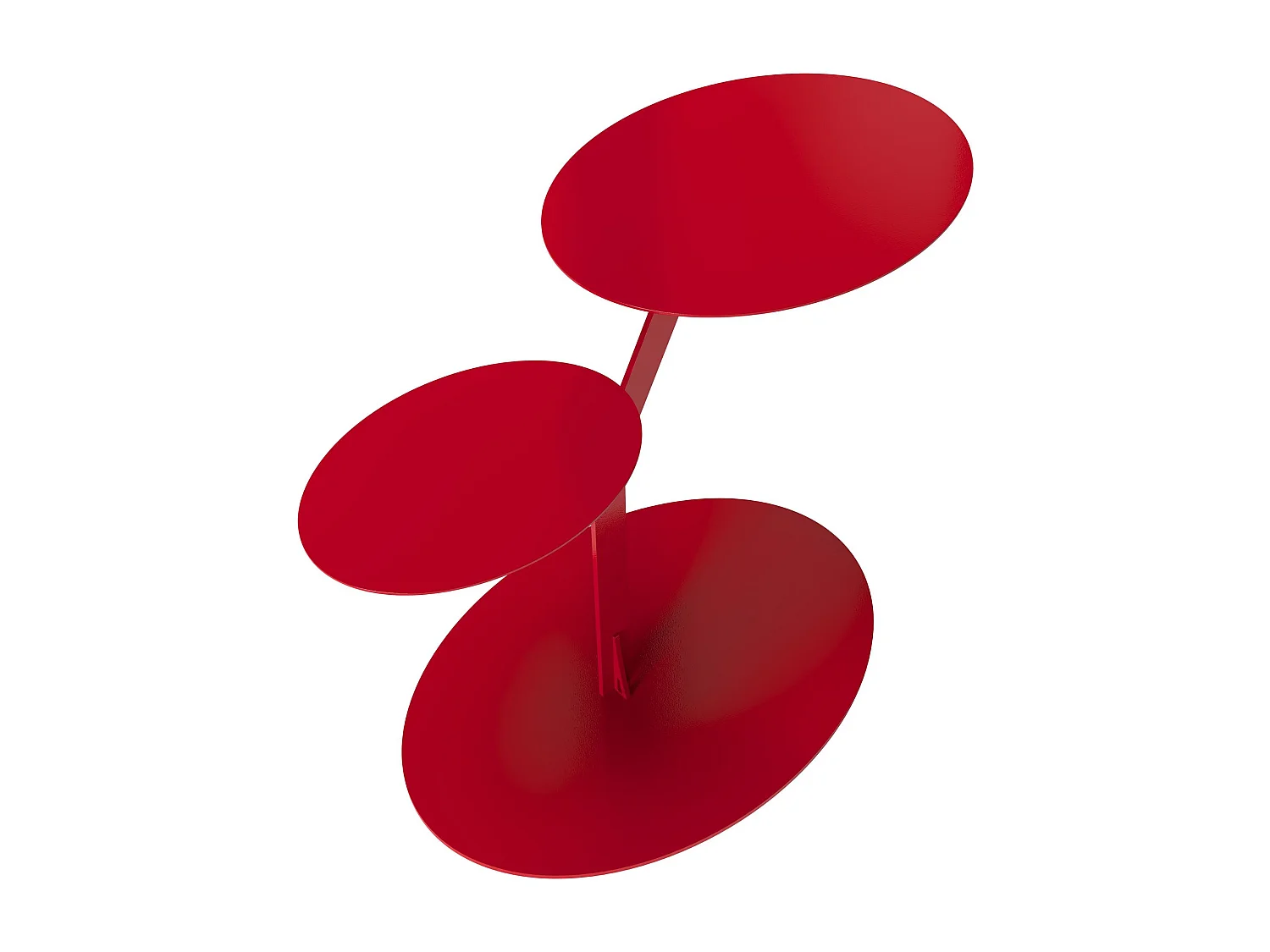 Stolik metalowy Kayani Iroko dwa blaty, kolor bordowy