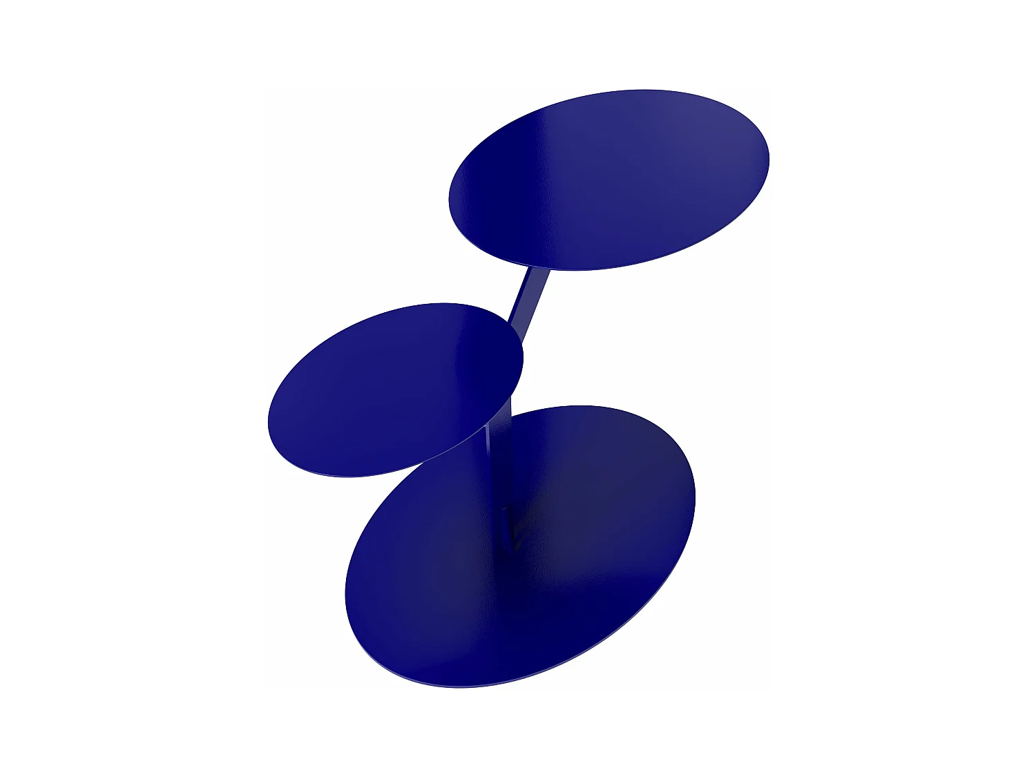 Stolik metalowy Kayani Iroko dwa blaty, kolor granat szlachetny