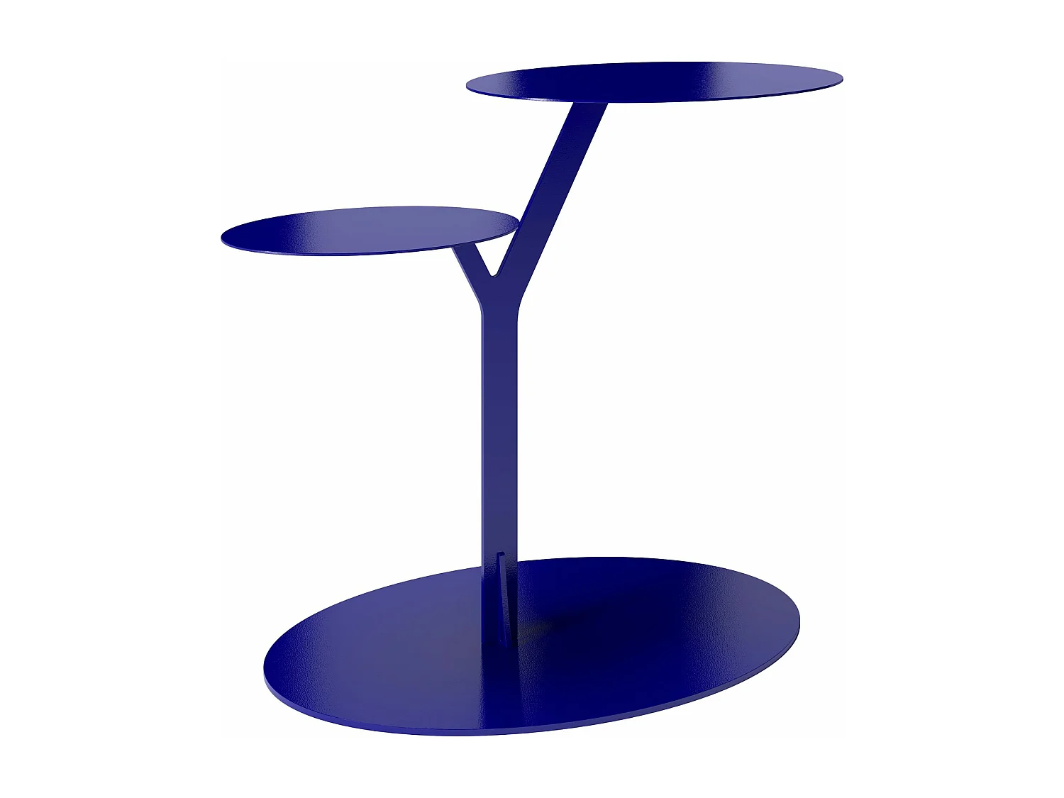 Beistelltisch Iroko mit 2 ablagen, metall, marineblau