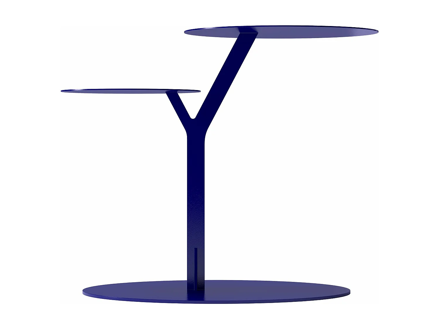 Beistelltisch Iroko mit 2 ablagen, metall, marineblau