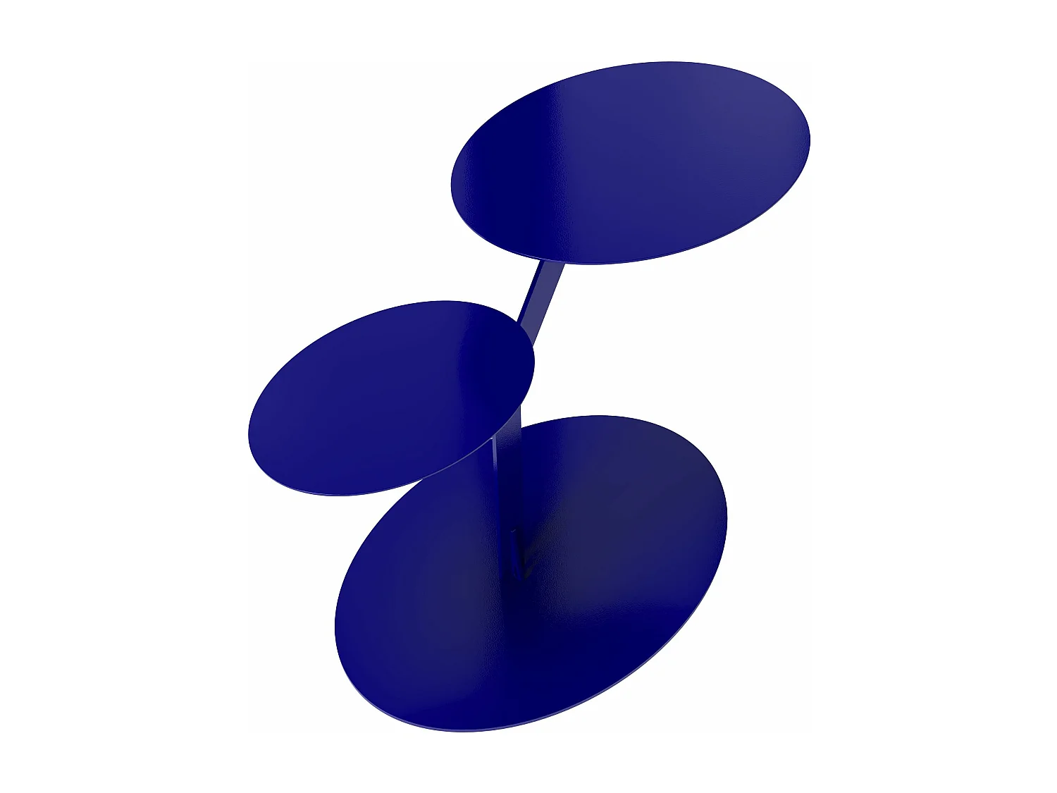 Beistelltisch Iroko mit 2 ablagen, metall, marineblau