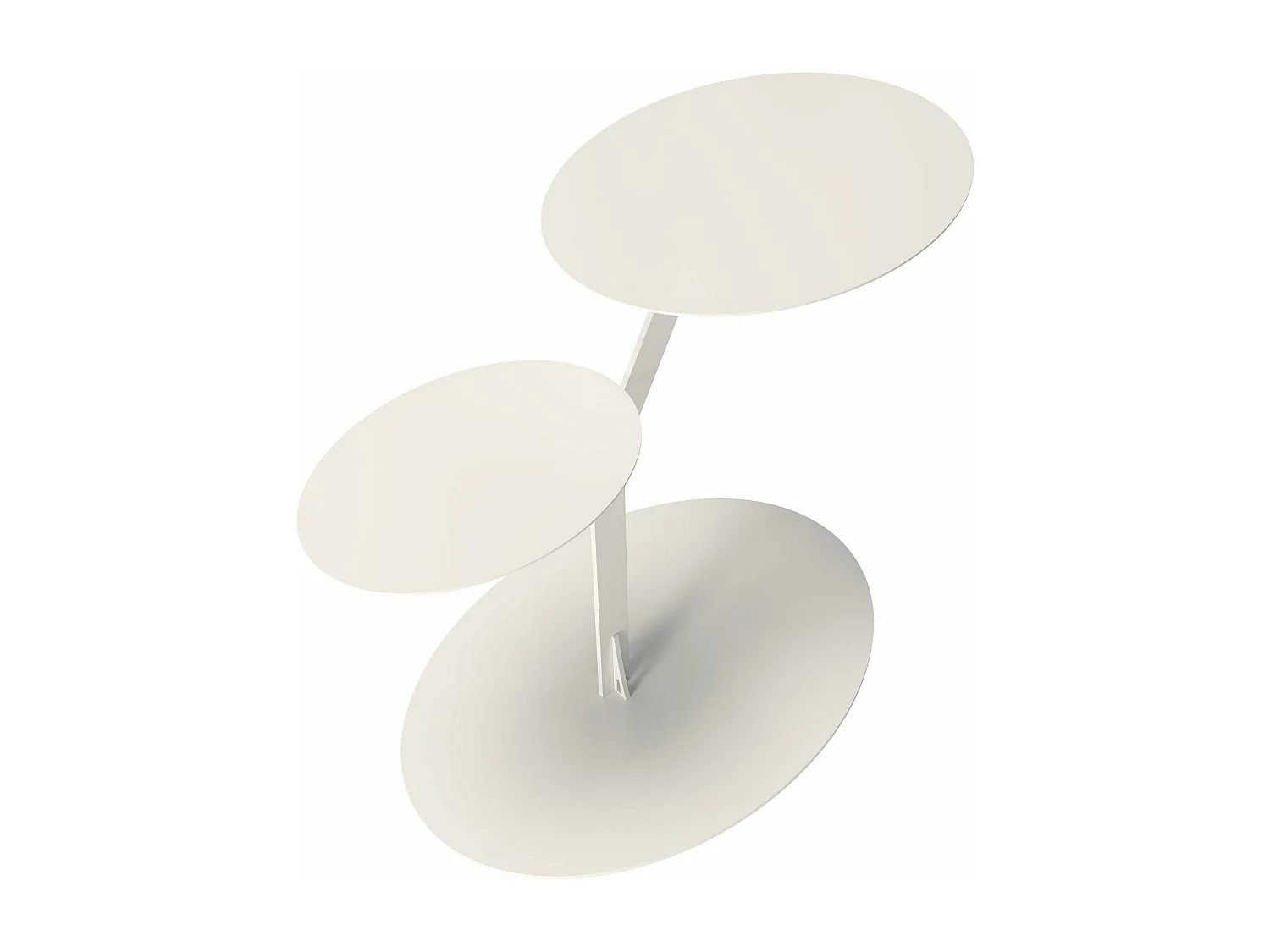 Beistelltisch Iroko mit 2 ablagen, metall, weiß