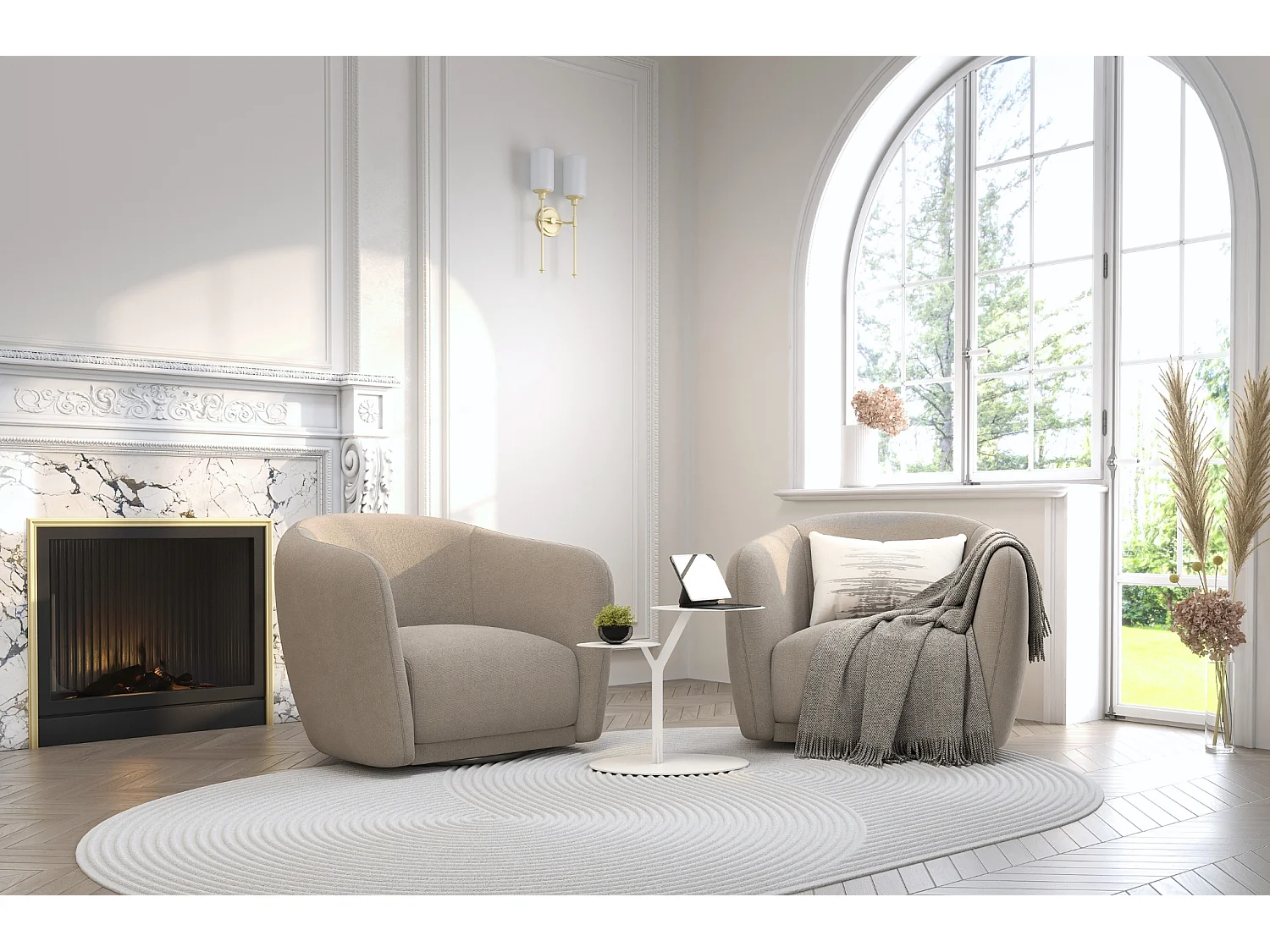 Beistelltisch Iroko mit 2 ablagen, metall, weiß