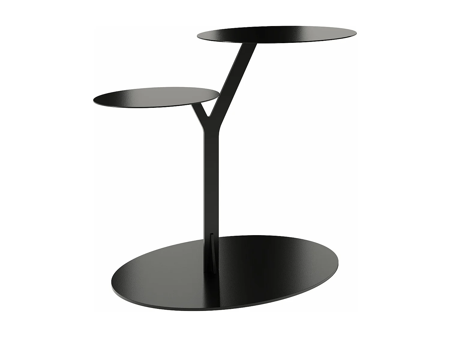 Beistelltisch Iroko mit 2 ablagen, metall, schwarz