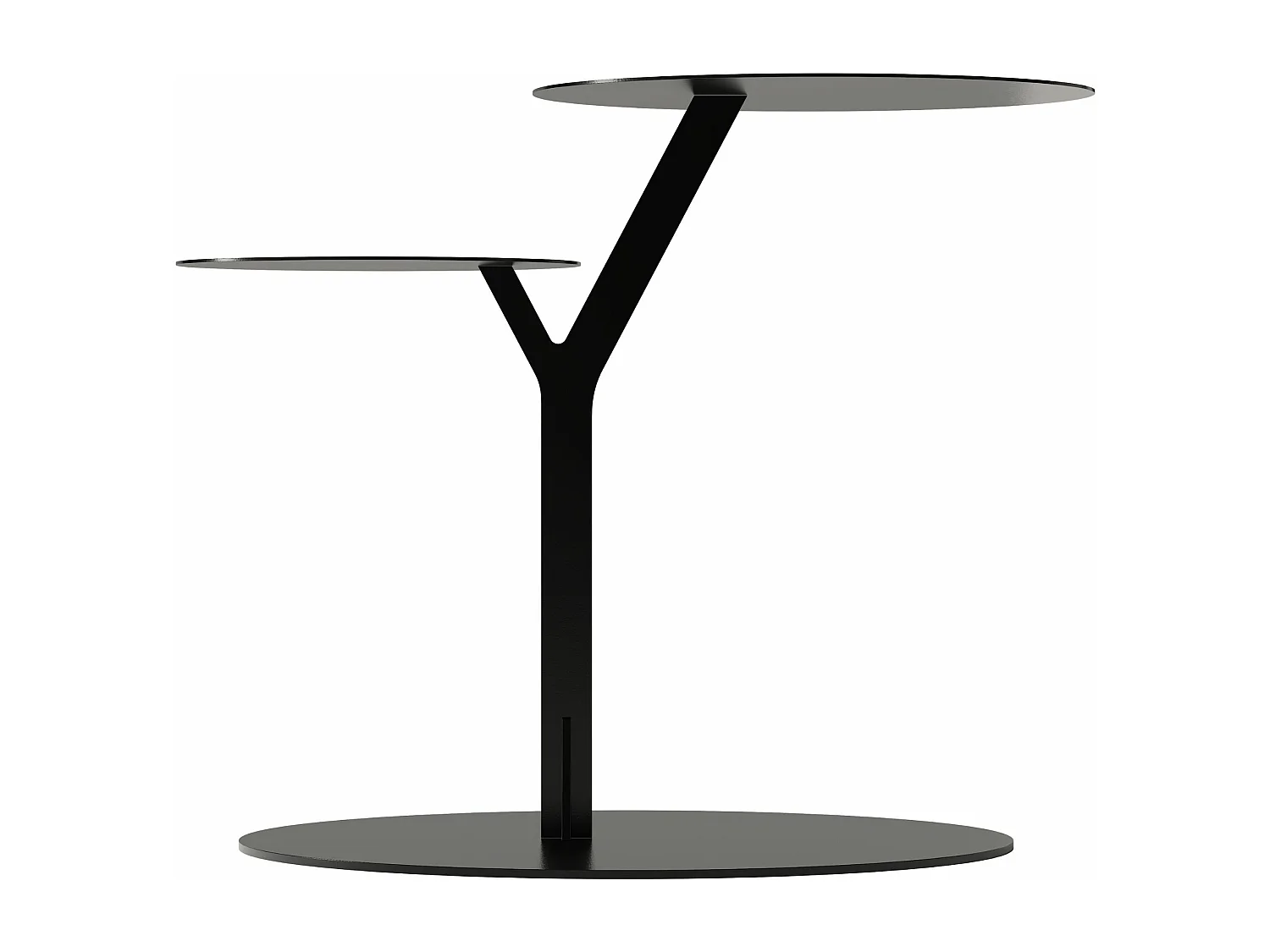 Beistelltisch Iroko mit 2 ablagen, metall, schwarz