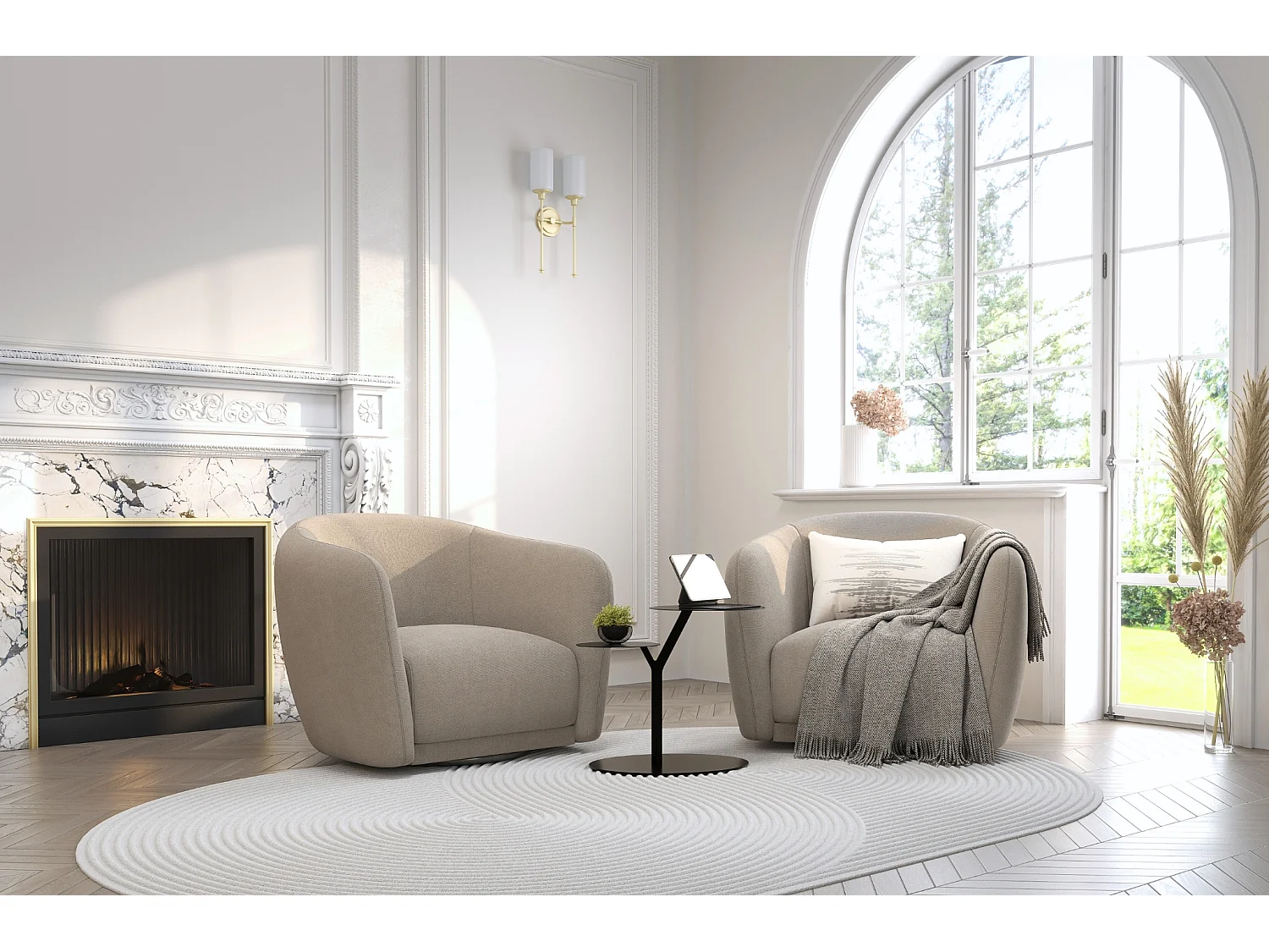 Beistelltisch Iroko mit 2 ablagen, metall, schwarz