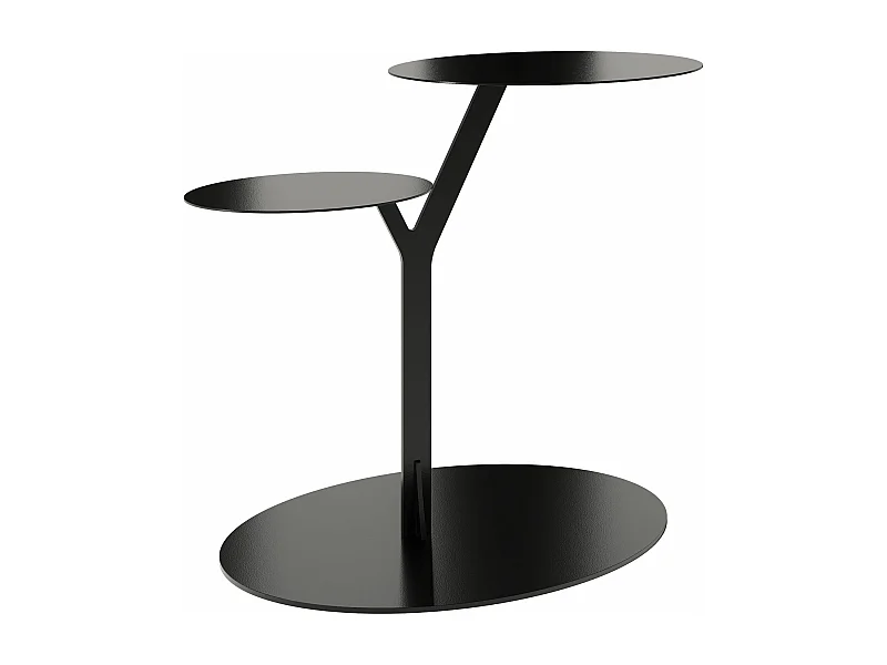 Beistelltisch Iroko mit 2 ablagen, metall, schwarz