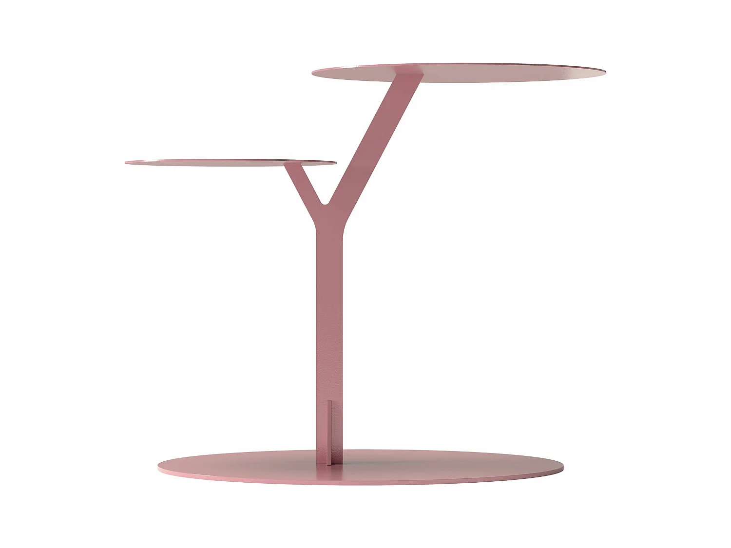 Stolik metalowy Kayani Iroko dwa blaty, kolor pudrowy róż