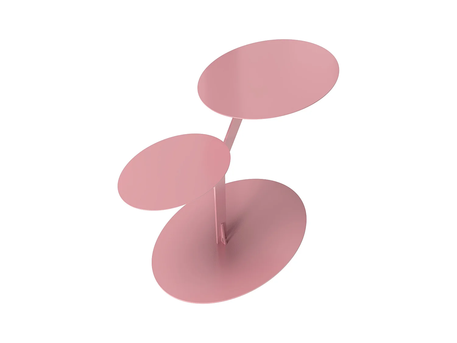 Stolik metalowy Kayani Iroko dwa blaty, kolor pudrowy róż