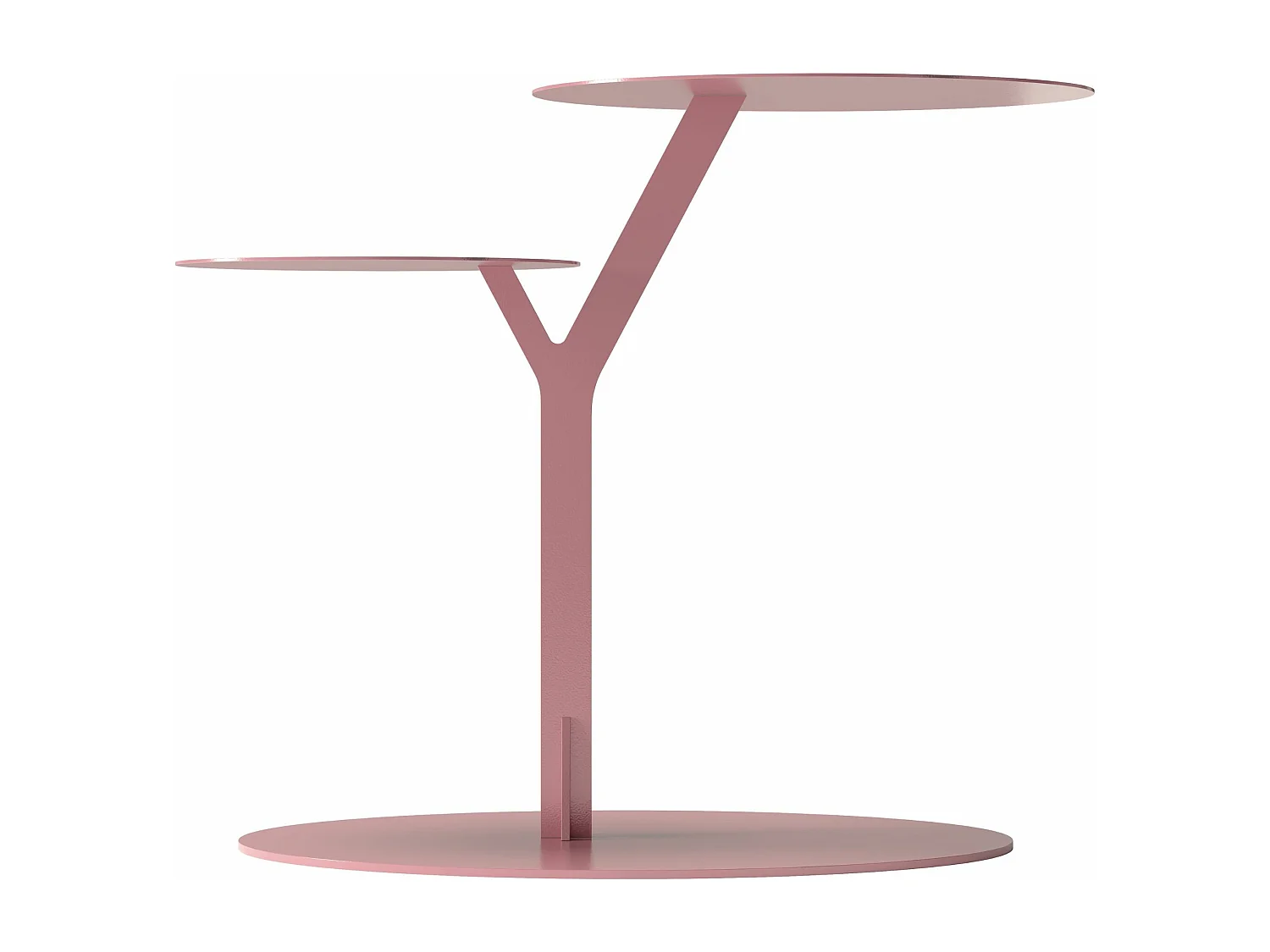 Beistelltisch Iroko mit 2 ablagen, metall, hellrosa