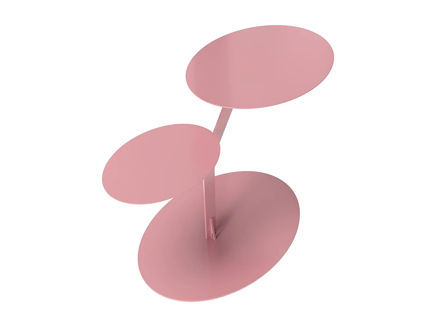 Beistelltisch Iroko mit 2 ablagen, metall, hellrosa