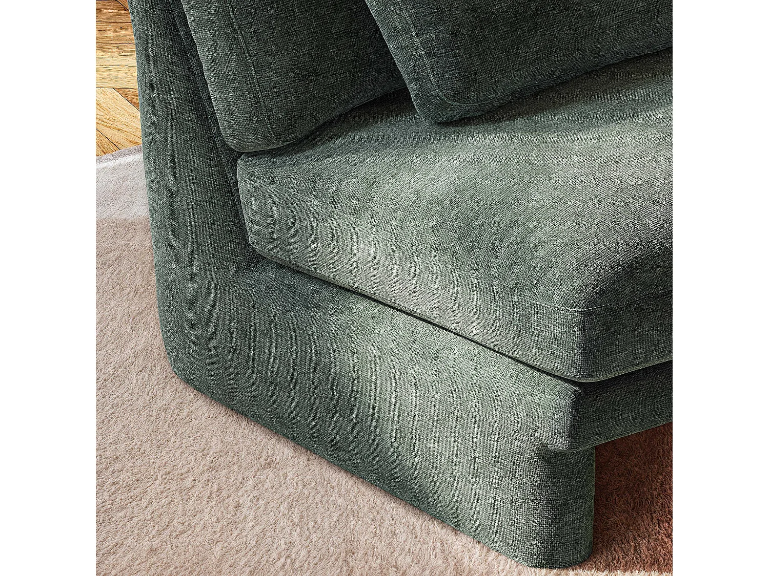Fauteuil en tissu garni de plumes - Vert olive