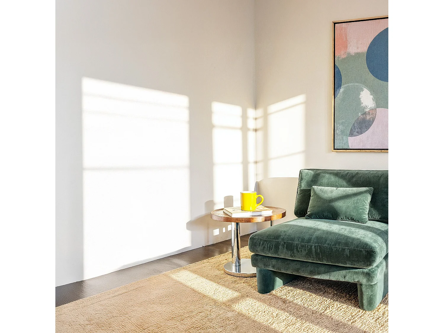 Fauteuil en tissu garni de plumes - Vert olive