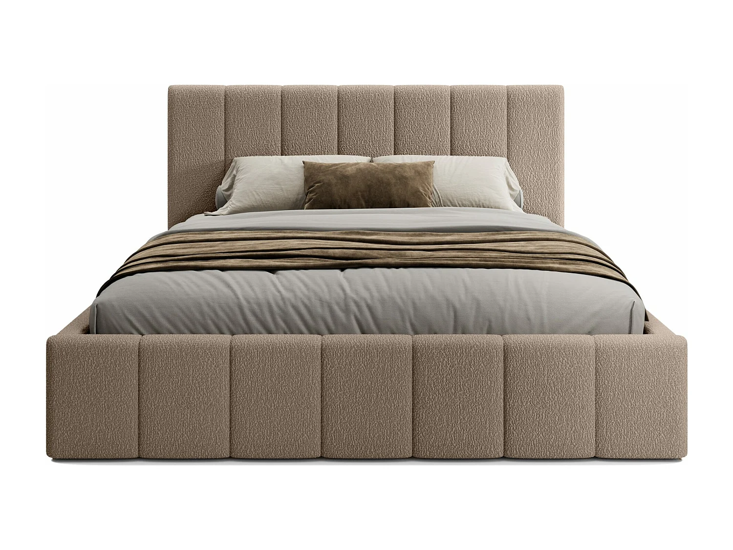 LIT TAPISSÉ avec coffre Slim Clennen 140x200 cm, brun (Anthology 04)