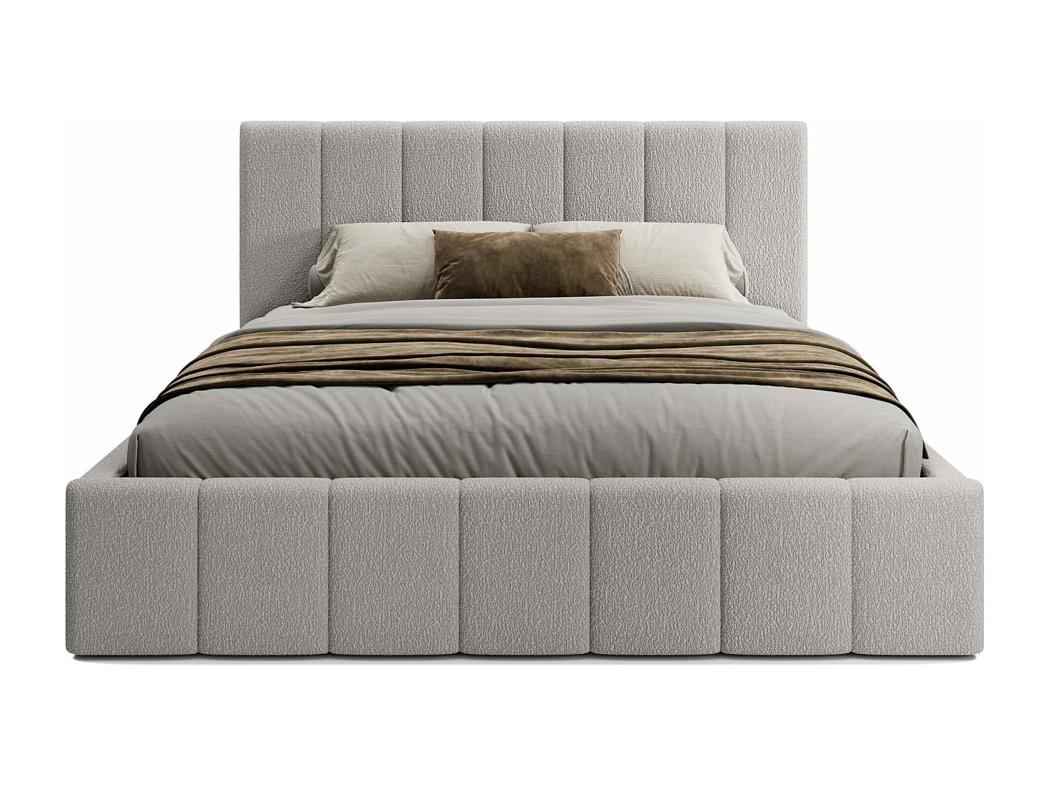 LIT TAPISSÉ avec coffre Slim Clennen 180x200 cm, gris clair (Anthology 15)