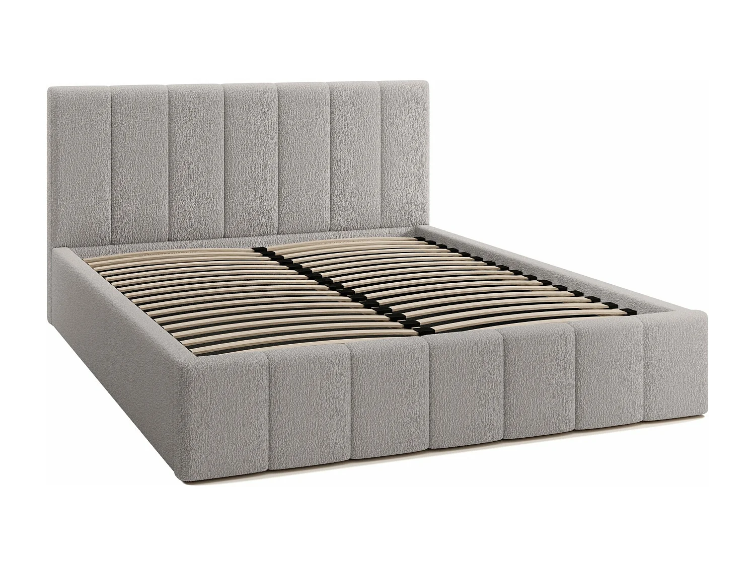 LIT TAPISSÉ avec coffre Slim Clennen 180x200 cm, gris clair (Anthology 15)