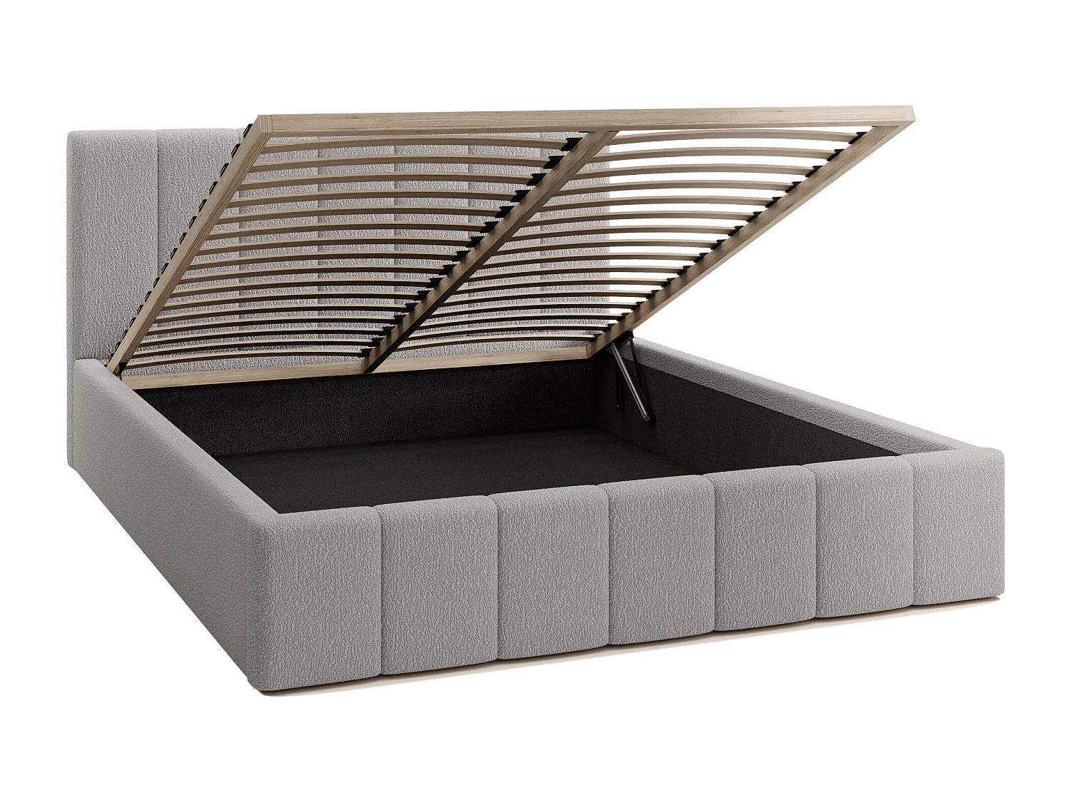 LIT TAPISSÉ avec coffre Slim Clennen 180x200 cm, gris clair (Anthology 15)