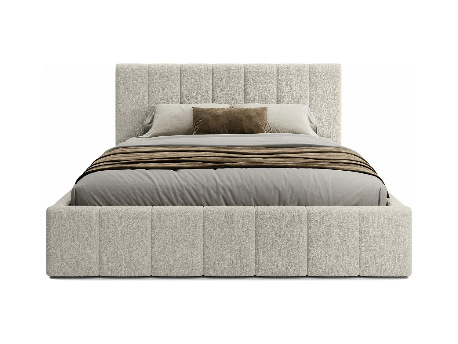 LIT TAPISSÉ avec coffre et matelas Slim Clennen 180x200 cm, crème (Anthology 01)