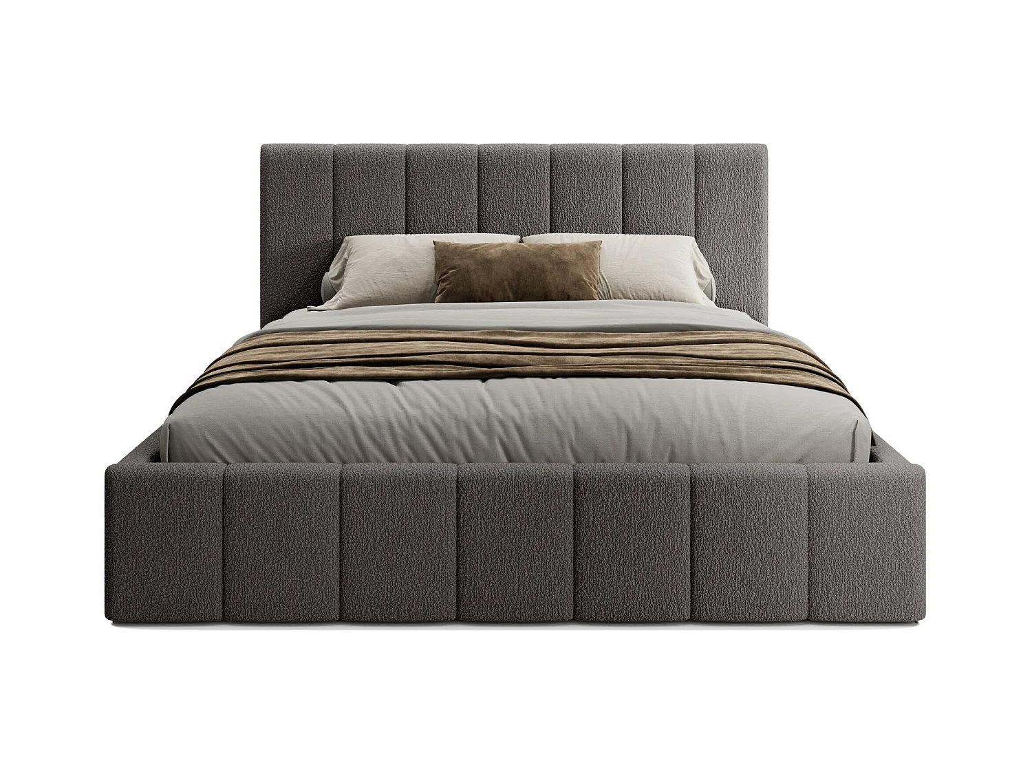 LIT TAPISSÉ avec coffre et matelas Slim Clennen 180x200 cm, gris (Anthology 18)