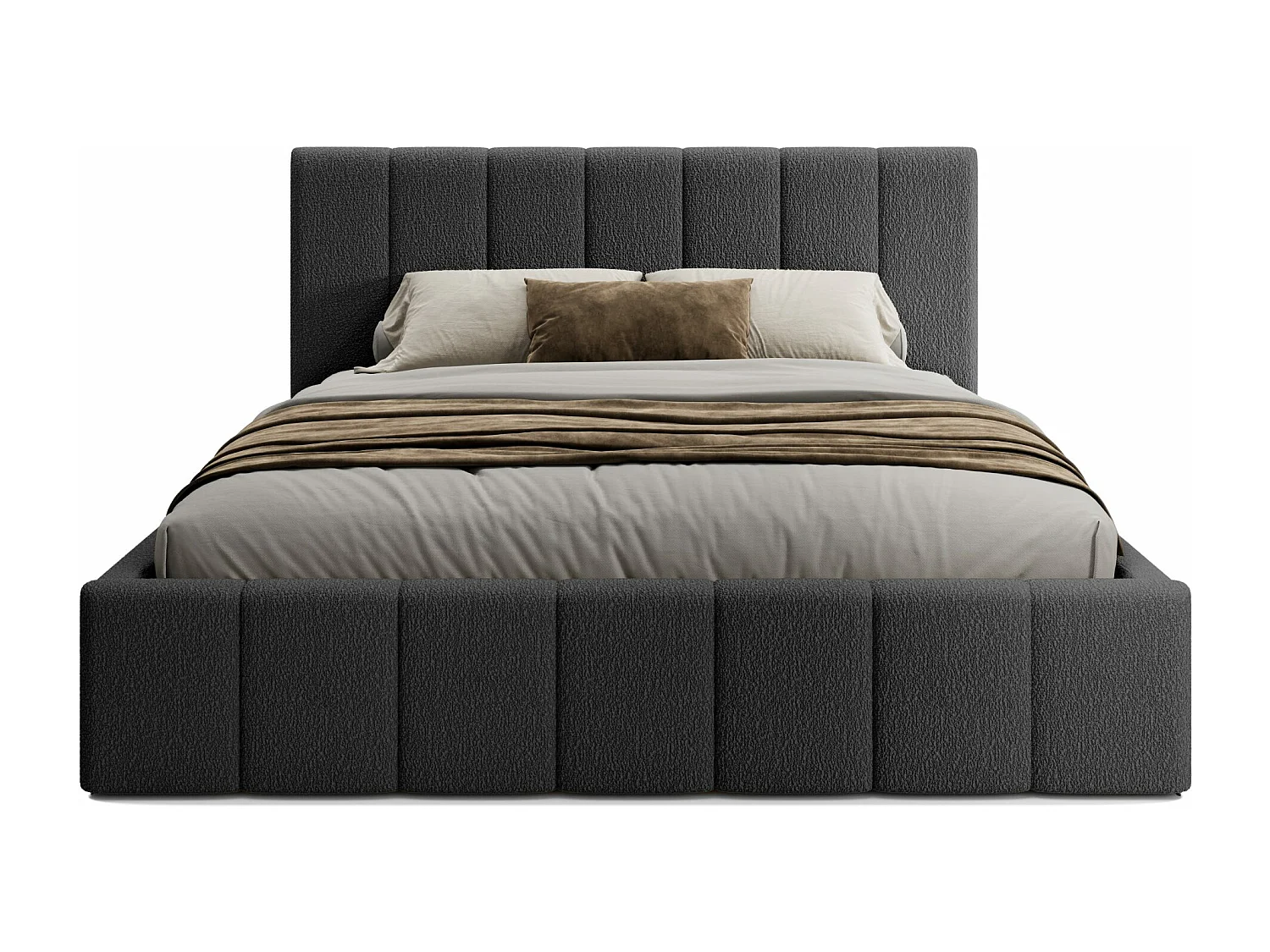 LIT TAPISSÉ avec coffre Slim Clennen 200x200 cm, noir (Anthology 19)