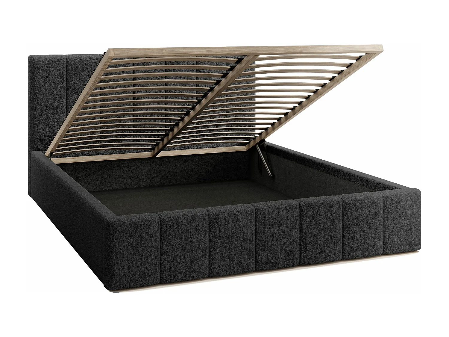 LIT TAPISSÉ avec coffre Slim Clennen 200x200 cm, noir (Anthology 19)