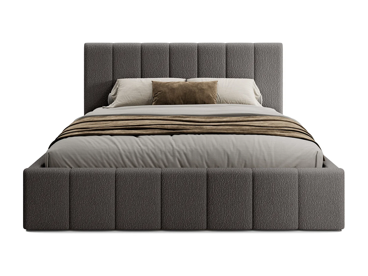 LIT TAPISSÉ avec coffre Slim Clennen 180x200 cm, gris (Anthology 18)