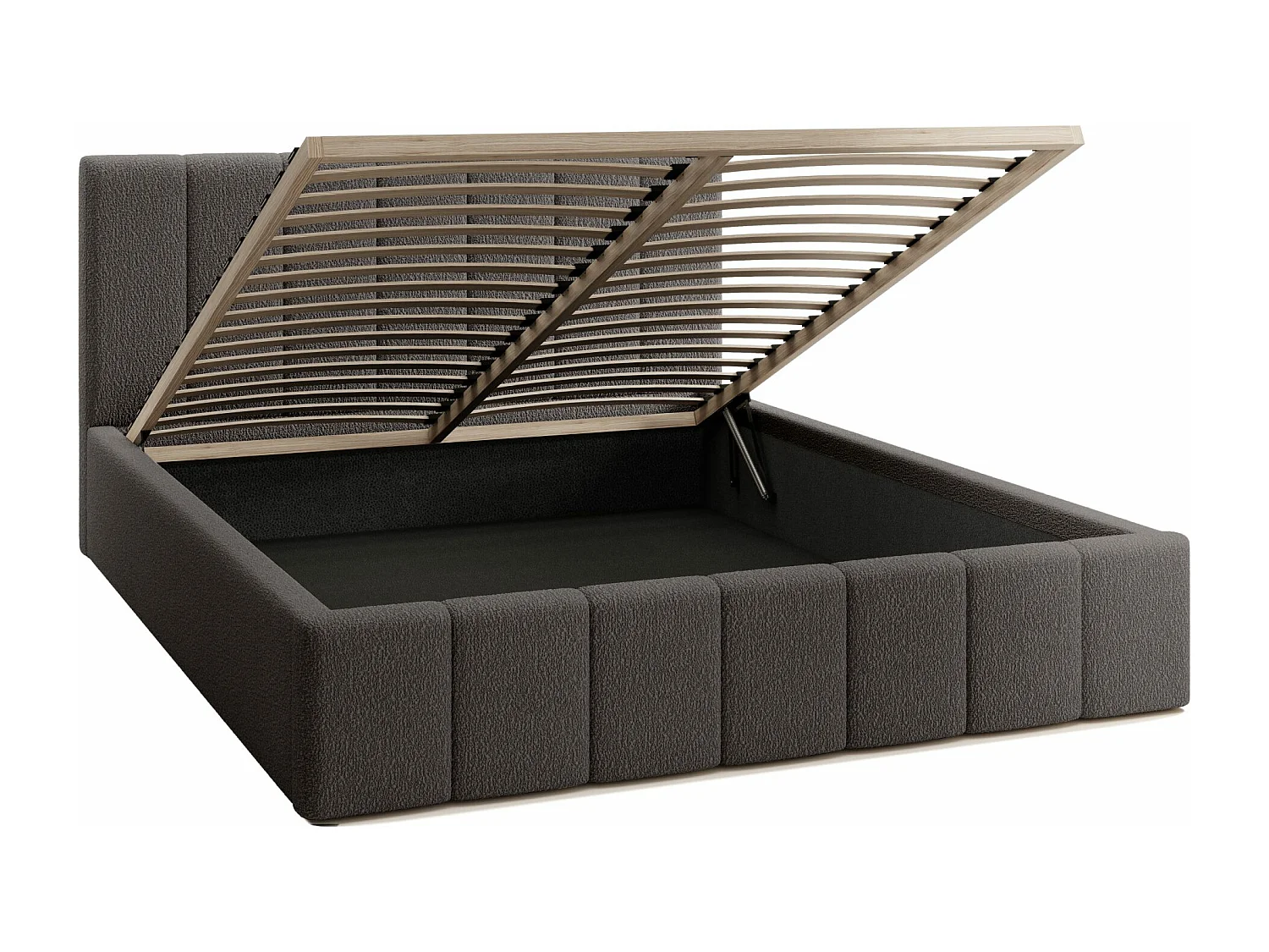 LIT TAPISSÉ avec coffre Slim Clennen 180x200 cm, gris (Anthology 18)