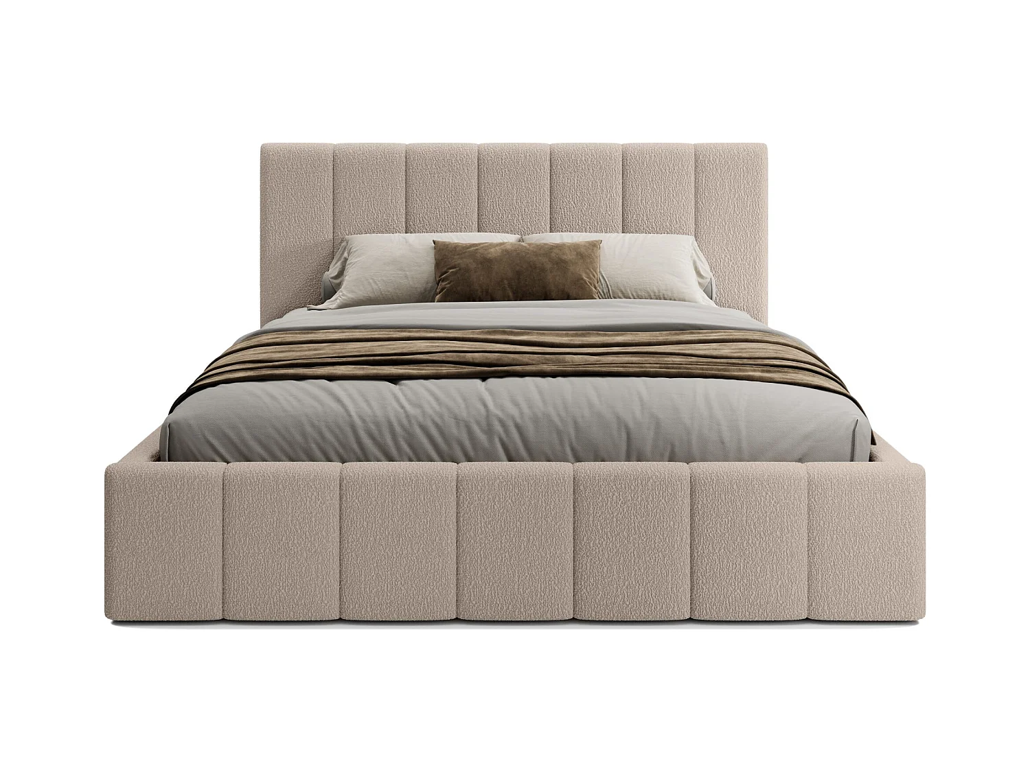 LIT TAPISSÉ avec coffre et matelas Slim Clennen 160x200 cm, beige (Anthology 02)