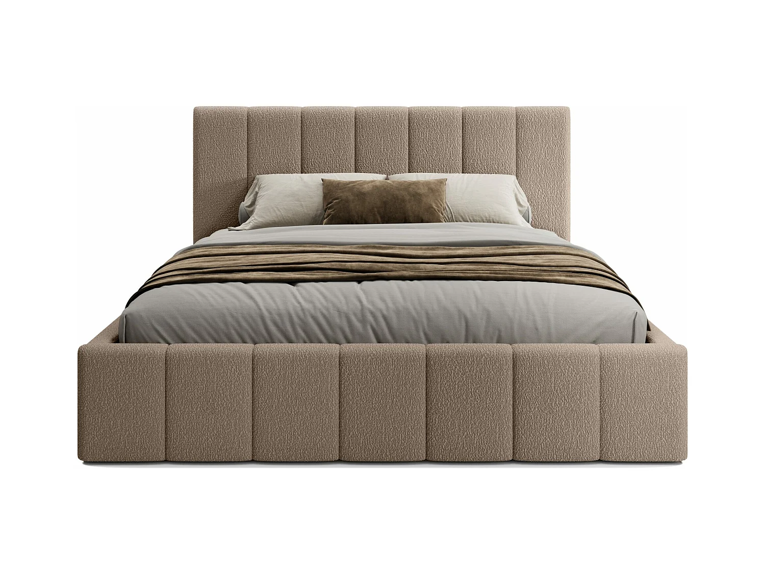LIT TAPISSÉ avec coffre et matelas Slim Clennen 200x200 cm, brun (Anthology 04)