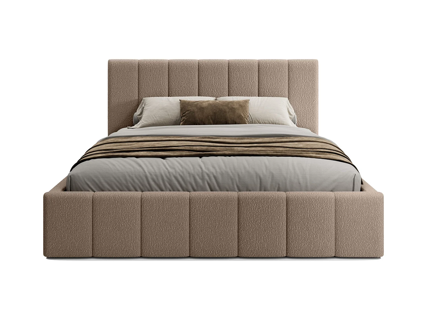 LIT TAPISSÉ avec coffre et matelas Slim Clennen 180x200 cm, brun (Anthology 04)