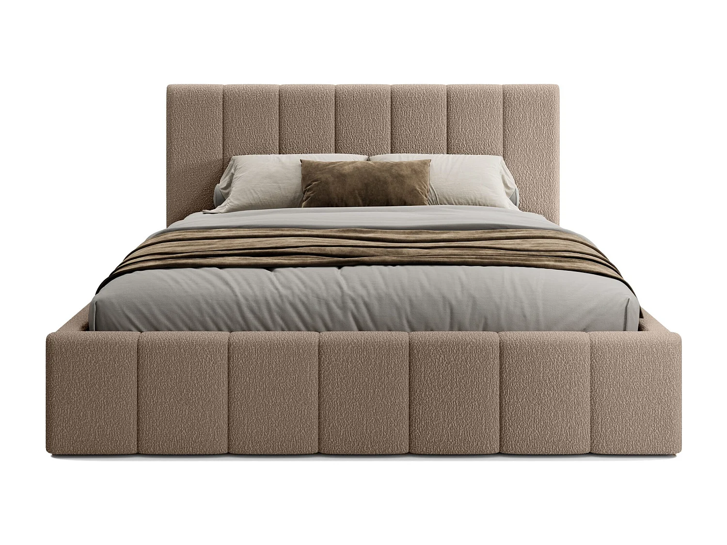 LIT TAPISSÉ avec coffre et matelas Slim Clennen 180x200 cm, brun (Anthology 04)