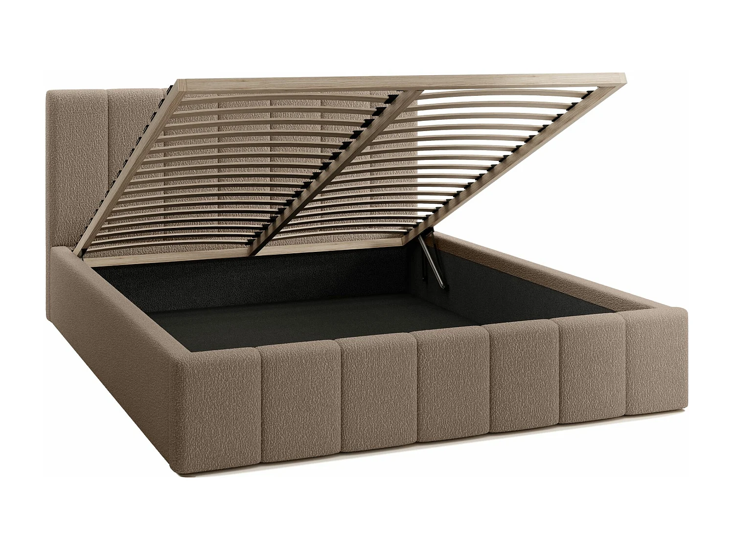 LIT TAPISSÉ avec coffre et matelas Slim Clennen 180x200 cm, brun (Anthology 04)