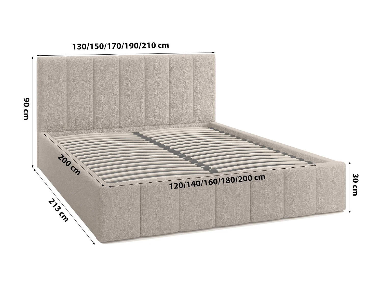 LIT TAPISSÉ avec coffre et matelas Slim Clennen 180x200 cm, brun (Anthology 04)